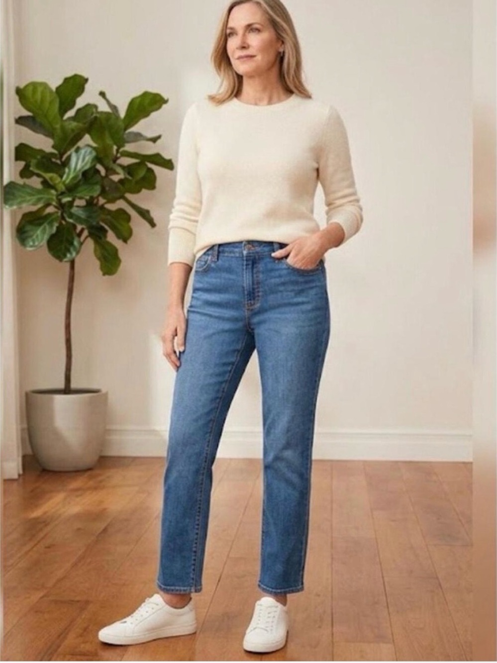 Talbots Flawless High Waist Modern Ankle Jeans 4P Stretch Medium Wash